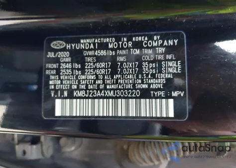 2021 Hyundai Tucson Se из США, поврежденный, VIN KM8J23A4XMU303220